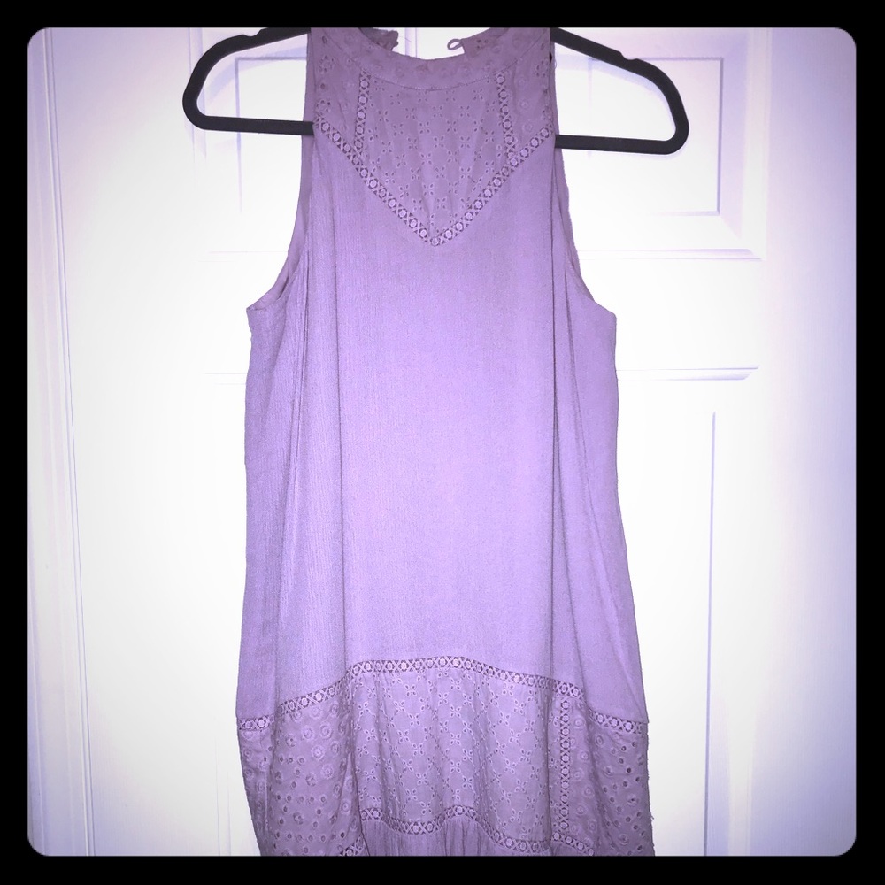Light purple, high neck dress
